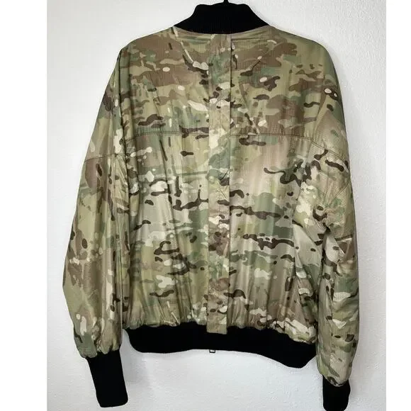 Daniel Patrick Olive Camo Front Split Zip Satin Long Sleeve Bomber Jacket M - Picture 6 of 13